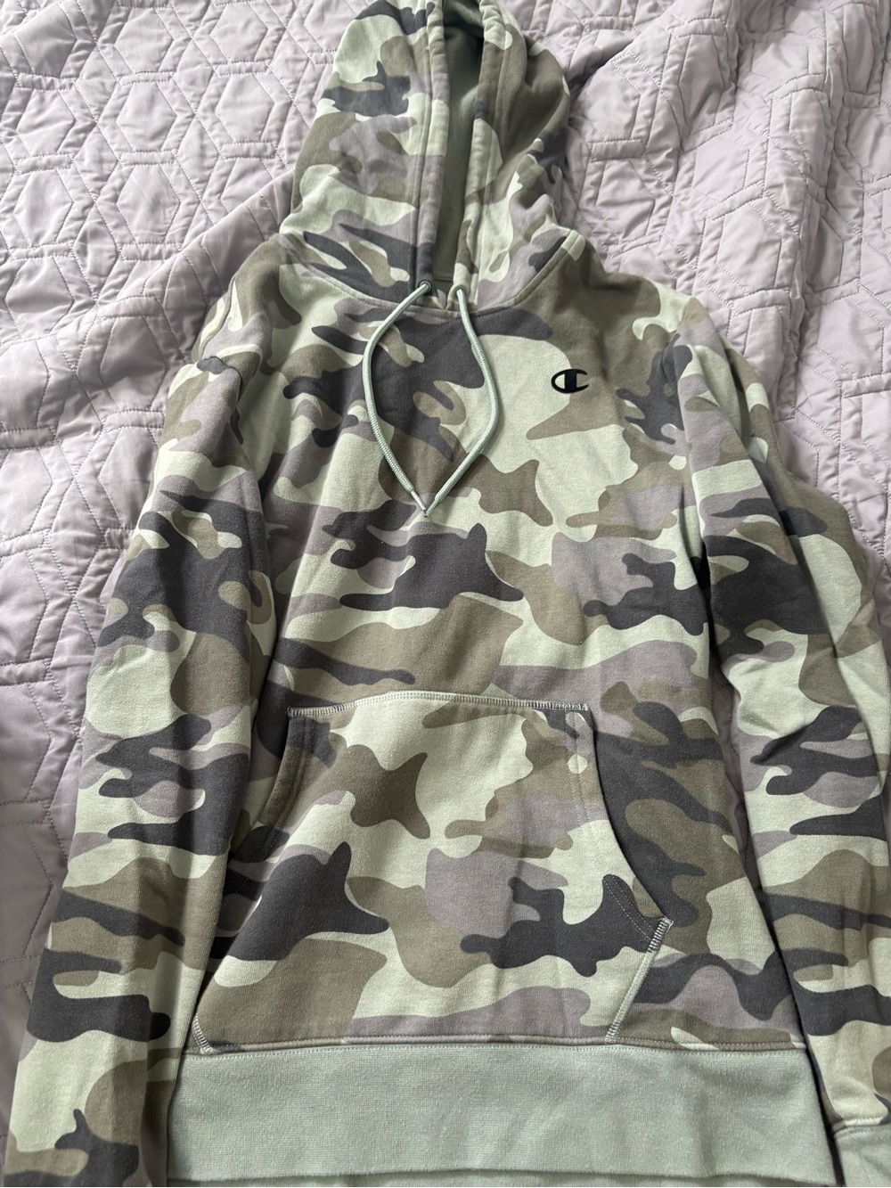 Champion Women's Crewneck Hoodie - Green Camouflage